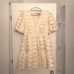 Lulu’s Women’s Textured Pale Yellow Bubble Large Dress